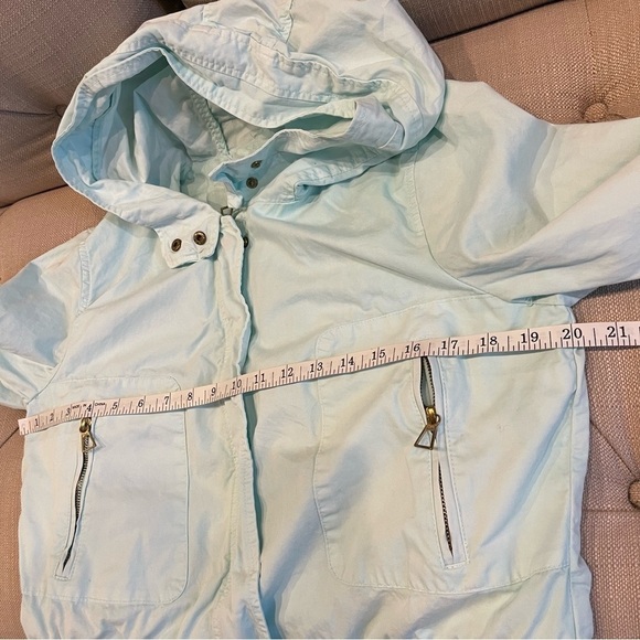 ZARA Trafaluc Mint Green Draw string Waist Spring Hooded Jacket Sz M -Sz L Label - Picture 7 of 9